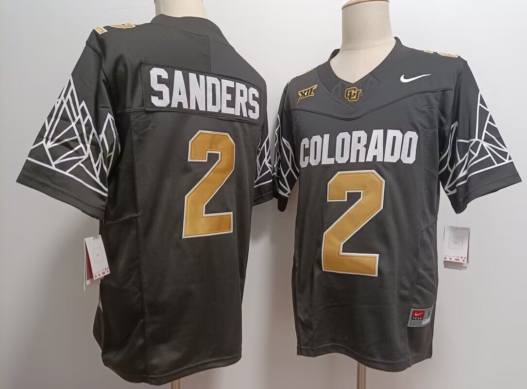 Men Sanders Buffaloes #2 Sanders black 2024 Nike NCAA jersey